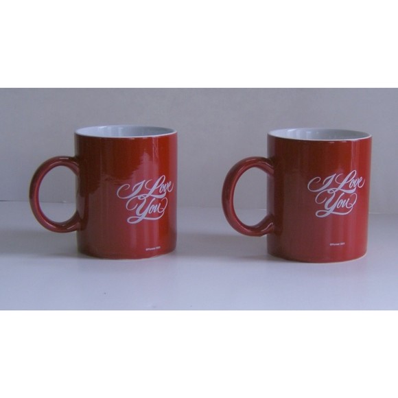 Lot of 2 I Love You Mugs Valentines Day Red White Pioneer Balloons 1998 - Picture 7 of 7